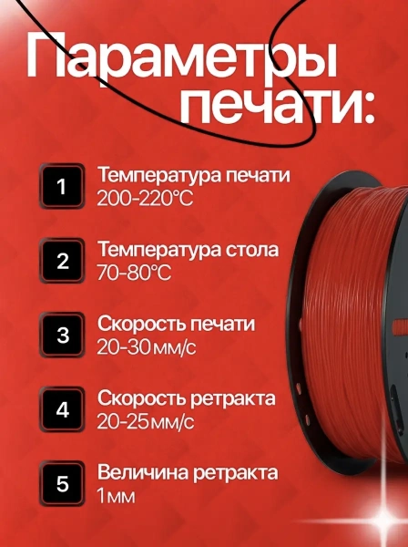 TPU 95A филамент KINGROON 1.75 мм, 1 кг., Красный
