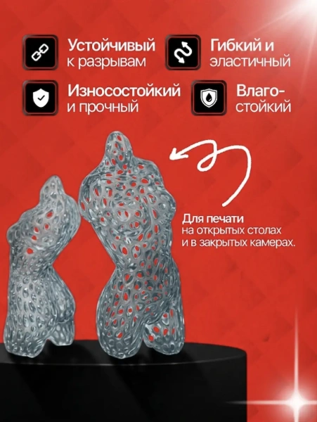 TPU 95A филамент KINGROON 1.75 мм, 1 кг., Прозрачный